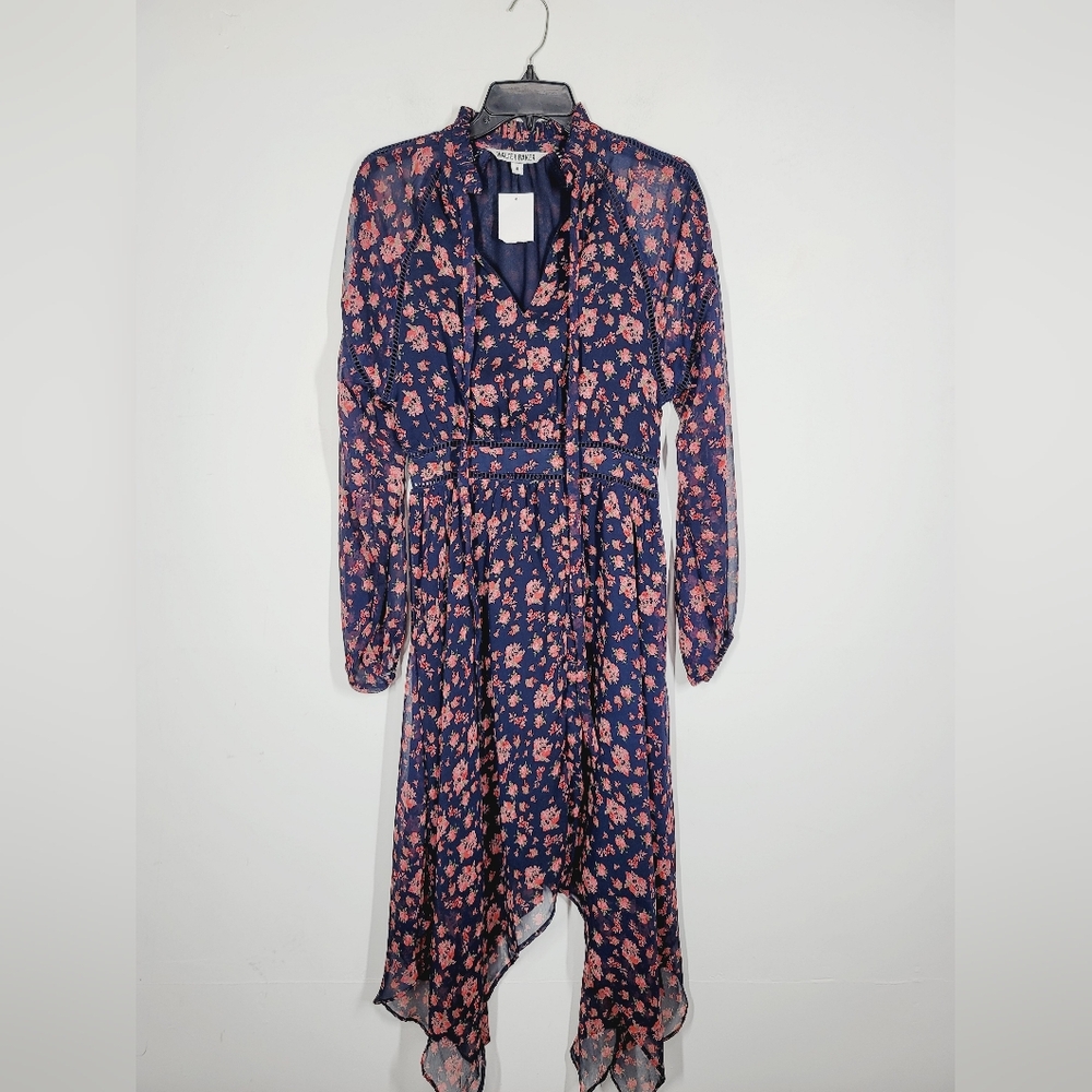 Walter Baker Navy and Pink Asymmetrical Dress, Size 4